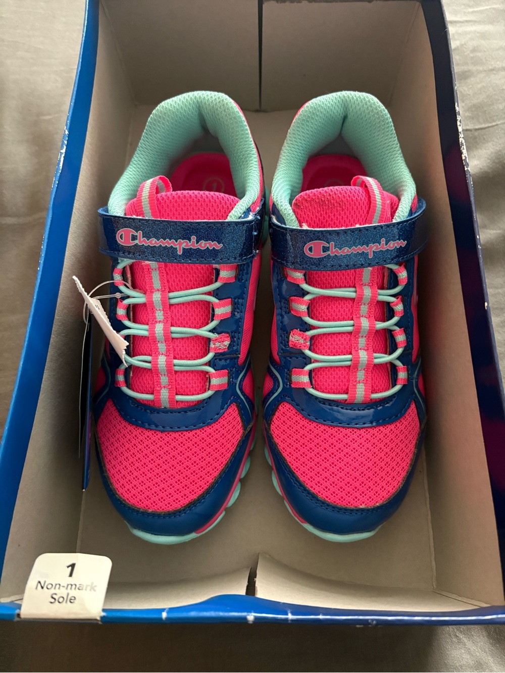 Champion Kids Pink & Teal Lace-Style Hook-and-Loop Sneakers